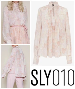 Womens Blouse Shirt Top Sly 010 Kayla Size UK 16 Silk Long Sleeved - Heart Pink - Picture 1 of 6