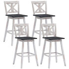Costway 4PCS Bar Stools Swivel Pub Height Chairs w/ Rubber Wood Legs