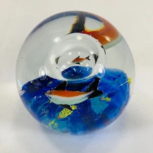 "Pisapapeles vintage de vidrio soplado peces océano burbuja colección K's 2,5""" - Imagen 1 de 5