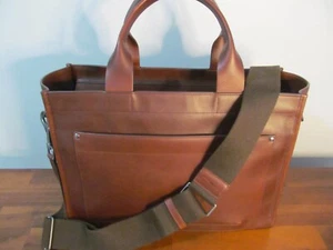 Shinola Detroit. MI Designed OS Navigator Leather Bert Zip Brief Tote Brown-NWT - Picture 1 of 17
