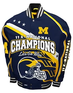 Michigan Wolverines NCAA 11 Time National Championship Twill Jacket - Picture 1 of 7