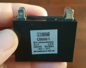 Condensateur De Fonctionnement 50/60Hz 4uF/µF CBB61 450 VAC, Avec 4 Connecteurs - Picture 1 of 3