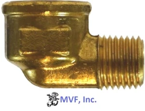 1/4" Female NPTF x 1/8" Male NPTF Reducing 90° Street Elbow Forged Brass 128A-BA - Picture 1 of 4