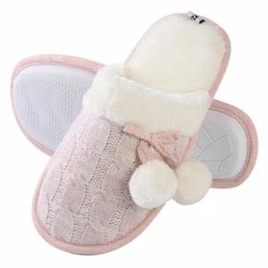 Aerusi Women Fashion Winter Warm Pom Knit Slippers Comfort House Shoes Size 6-10 - Picture 1 of 27