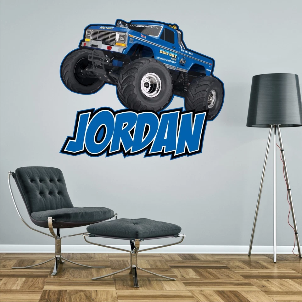 KAPOW BOOM GRAPHICS PEGATINA DE PARED PERSONALIZADA CAMIÓN MONSTRUO Niños Niño Dormitorio Calcomanía Arte