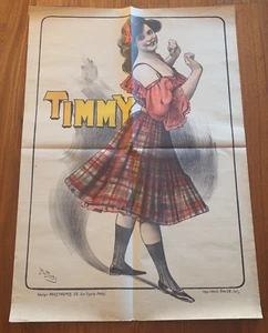 ORIGINAL Timmy singer  RARE POSTER Color lithograph Circa 1900 - Picture 1 of 5