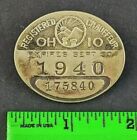 Vintage 1940 Registered Licensed Chauffer Ohio Employee Transportation Badge Pin
