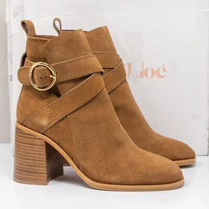 See By Chloe Lyna Brown Suede Boots Size 8 US (38 EU) - Picture 1 of 8