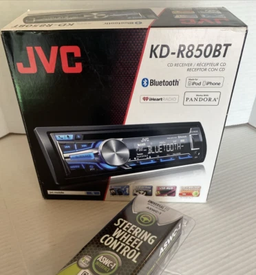 JVC KD-R850BT 1-DIN, AM/FM/CD Stereo Receiver,Bluetooth W/Steering Interface NEW - Image 1 of 4