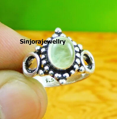 Prehnite Gemstone 925 sterling silver handmade Gift ring US size 5 to 10 - Image 1 of 4