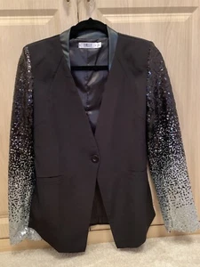 Woman’s Jacket Party/Cocktail Uk Size12 New, Silver & Black Sequins,Perfect - Picture 1 of 6