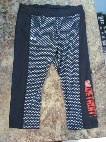 MLB Baseball Under Armour Women's Lg Detroit Tigers Crop Leggings Running Pants Cover