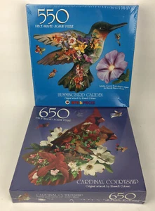 2 x NEW Russell Cobane CARDINAL COURTSHIP Hummingbird Jigsaw Puzzle 650 Pc 20x27 - Picture 1 of 6