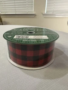 Kirkland Signature Wire Edge Ribbon | Red Black Buffalo Check Plaid 2.5" x 50 Yd - Picture 1 of 6