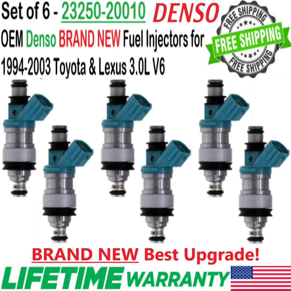 Inyectores de combustible Denso Best Upgrade 1998-2000 OEM 6 piezas nuevos para Toyota Sienna 3,0 L Foto 1 de 4
