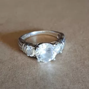 Fashion 925 Sterling Silver Ring Nickel Free with Rhinestones Princess Size 7 - Picture 1 of 5