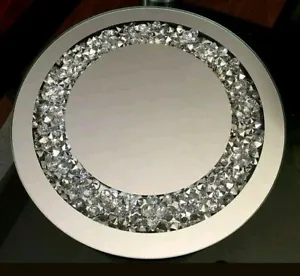 Beautiful Round Mirrored Crystal Candle Plate 25cm - Picture 1 of 10