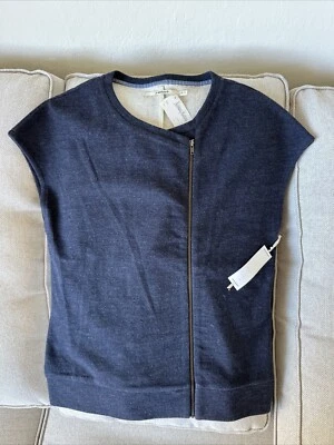 J BRAND Zip-up Wool Blend Vest Color Navy Size S - Image 1 of 4