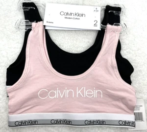 Calvin Klein Girls Bralette Modern Cotton Small (6-6X) 2-Pack Pink/Black - Picture 1 of 7