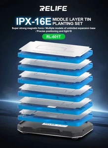 iPhones Reballing Stencil Platform ReLife RL-601T 28 in 1 Middle Layer X-16 UK - Picture 1 of 16