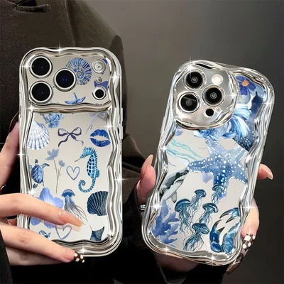 Wavy Curly Turtle Starfish Case For iPhone 17 Pro Max 16 15 14 13 12 Soft Cover - Image 1 of 4