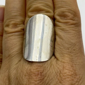 Sz 8 Sterling Silver 925 Modernist Brutalist Simple Style Ring Cocktail Vtg - Picture 1 of 12