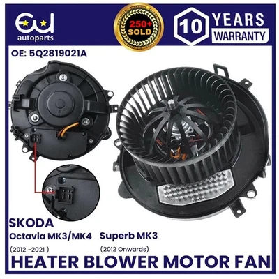 HEATER BLOWER MOTOR FAN WITH RESISTOR FOR SKODA OCTAVIA MK3 MK4 SKODA SUPERB MK3 - Image 1 of 4