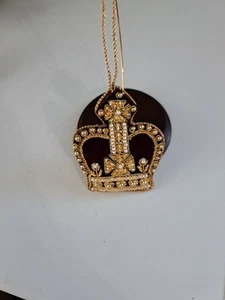Vintage Velvet Ornate Beaded Crown Christmas Ornament Pearls Gold Braid ~ London - Bild 1 von 4
