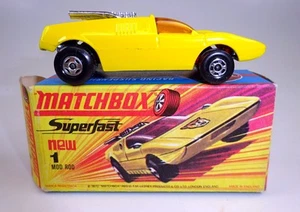 Pegatina Matchbox Superfast Nº 01B Mod Rod amarilla "Wild Cat" perfecta en caja "I" - Imagen 1 de 7