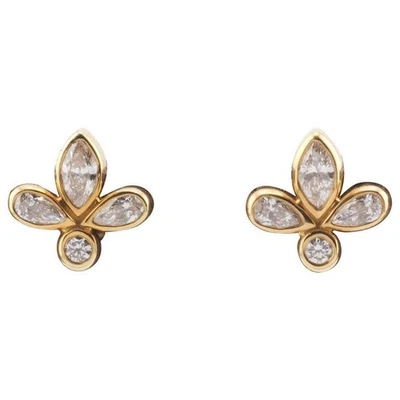 Tiffany & Co. Fleur-de-lis Diamond 18k Yellow Gold Stud Earrings - Image 1 of 4