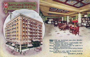Postcard Missouri St. Louis Maryland Hotel Advertising Card 1910-1920s - Picture 1 of 1