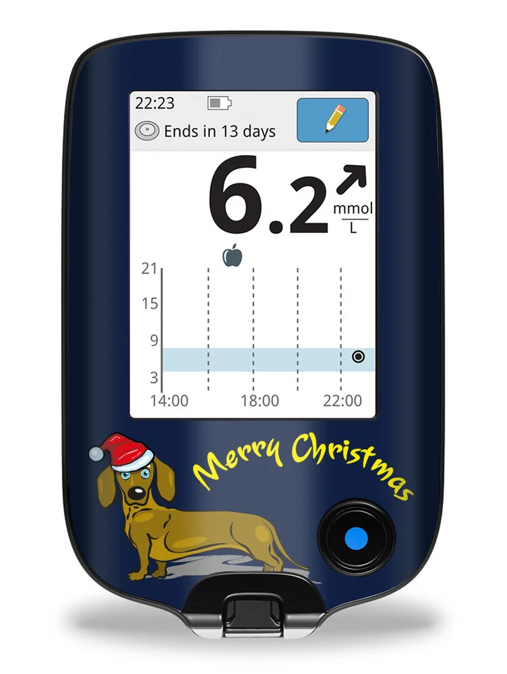 Aufkleber Sticker für FreeStyle Libre 2 & 3 Lesegerät Christmas Dackel myDili