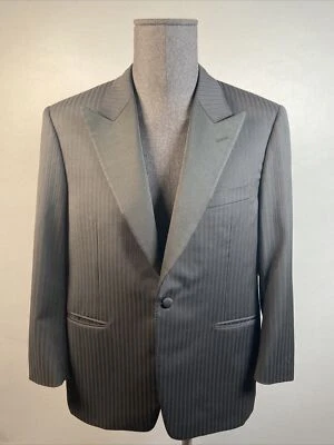 Chaqueta Esmoquin Formal Canali Super 120 Lana Negra Tonal Cena 42R Solapa Pico Foto 1 de 4