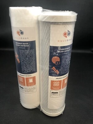 Replacement Water Filter Set of 1 Carbon and 1 Sediment 10” x 2.5” by Aquaboon - Image 1 of 4