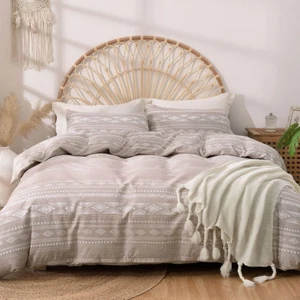 Bettbezug King Size, Weiche Mikrofaser Boho Azteken Bettbezug Set Geometrisch Khak - Bild 1 von 8