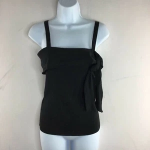 Ann Taylor Loft Womens Tank Top Black Square Neck Side Tie Casual Size Small - Picture 1 of 9