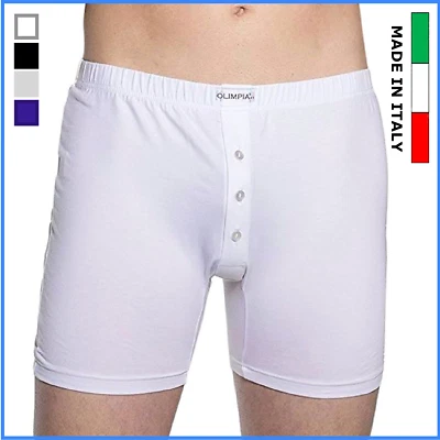 Boxer da uomo lunghi in cotone elasticizzato aperti bottoni gamba lunga intimo - Immagine 1 di 2