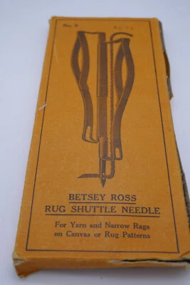 Vintage Betsey Ross  no 5 Metal Rug Hook Shuttle Needle Punch Weaving Tool - Image 1 of 4