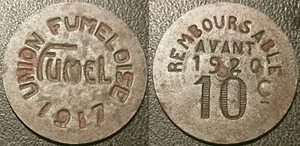 Necessity coinage - Fumel (47) Union Fumeloise 10 Cents 1917 El Mon. #10.2 - Picture 1 of 1