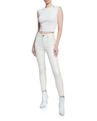 Pantalones de Cuero Talla Leggings Mujer Pantalón Tiro Vegano Ajustado Pantalones Suave Blanco 94 Foto 1 de 4