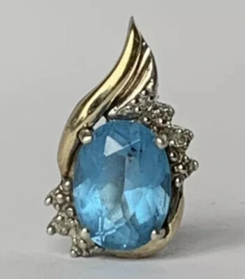 Alwand Vahan Potenciador 10K Topacio Azul Esterlina Diamante Gota Lagrimal Foto 1 de 2