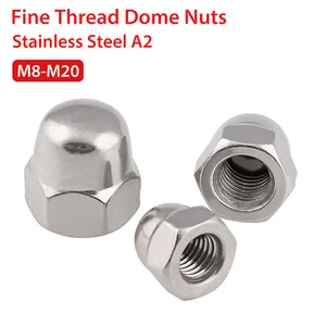 M8-M20 Fine Pitch Threaded Dome Cap Nuts Dome Head Decor Nut A2 Stainless Steel - Picture 1 of 5