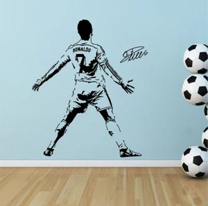 Removable Wall Sticker Cristiano Ronaldo Vinyl Wallpaper Soccer Sport CR7 Decal - Picture 1 of 11