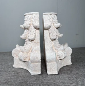 Concrete Cast Corinthian Column Top Book Ends 7" x 7.75" x 4" Set of 2 Korea - Picture 1 of 14