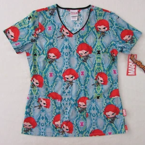 Marvel Tooniform Women's Scrub Top Shirt Black Widow Cherokee Size Small - Picture 1 of 7