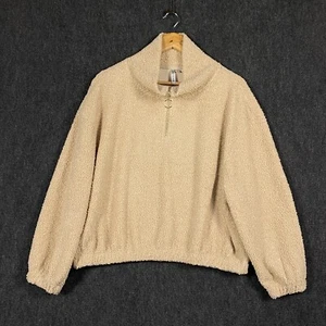 Forever New Womens Small Taylah Teddy 1/4 Zip Pullover Sweater Jumper Beige - Picture 1 of 12