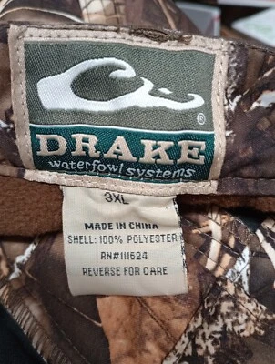 Drake Waterfowl MST Under Wader Pants Mens 3XL Realtree Timber Camo Fleece Lined - Image 1 of 4