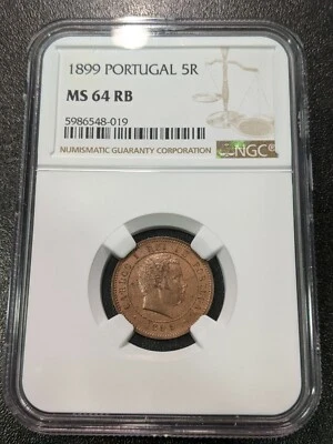 1899 MS64 RB Portugal 5 Reis KM 530 NGC Very nice coin in hand! - Image 1 of 4