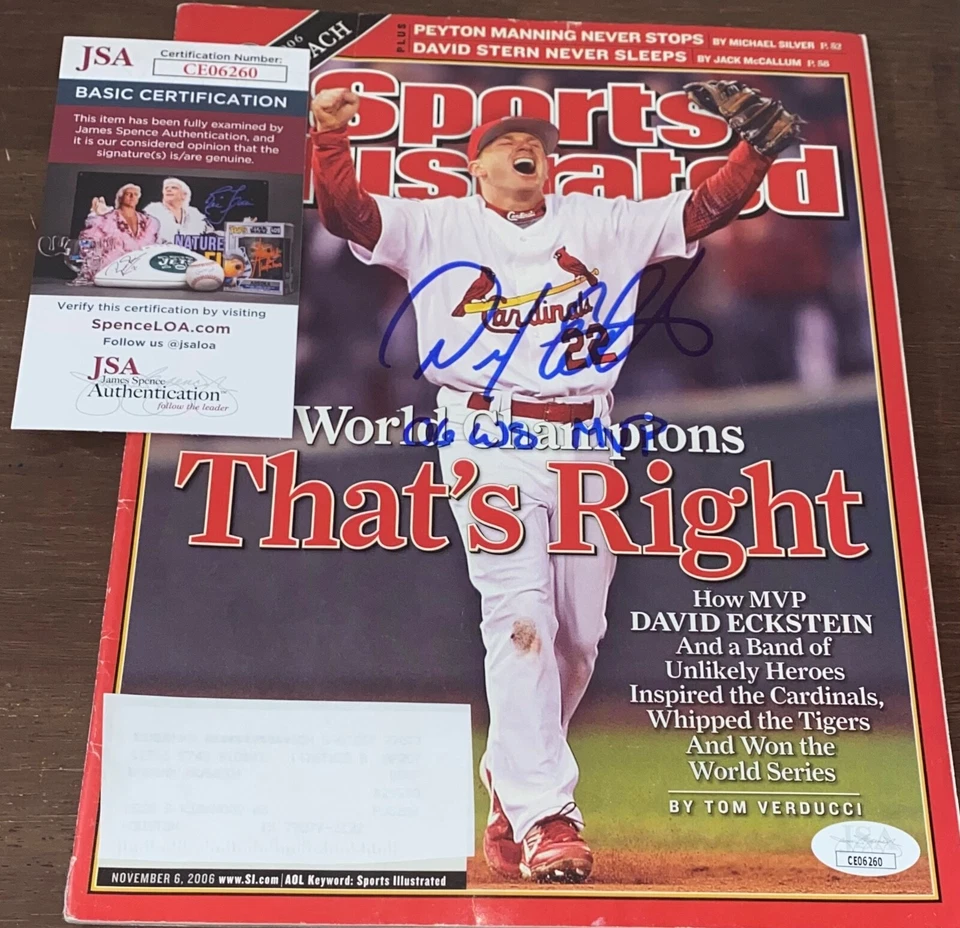 大卫·埃克斯坦签名亲笔签名 06 WS MVP Insc 体育插图全杂志 JSA — 第 1/1 张图片