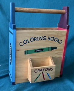 Vintage Wooden Crayon/Coloring Book Holder Carrier - Picture 1 of 8